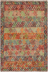 handmade Modern Balouchi Blue Gray Hand Knotted RECTANGLE 100% WOOL area rug 3x5